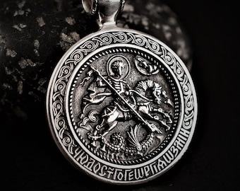 Lex & Lu Sterling Silver Antiqued Saint George Medal LAL104399 Lex & Lu Sterling Silver Antiqued Saint George Medal LAL104399