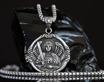 Collana con l'Arcangelo Michele in argento sterling 925, ciondolo di protezione di San Michele, amuleto dell'angelo custode, regalo religioso cristiano per lui