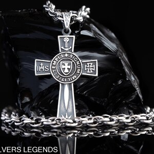 Oxidized Unique Knights Templar Cross Pendant, Templar pendant with sword, Crusader pendant, Masonic pendant, Templar seal, Handcrafted gift