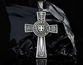 Pendentif Croix des Templiers, Pendentif Templier avec épée, Pendentif Croisé, Pendentif maçonnique solide, Cadeau fabriqué à la main