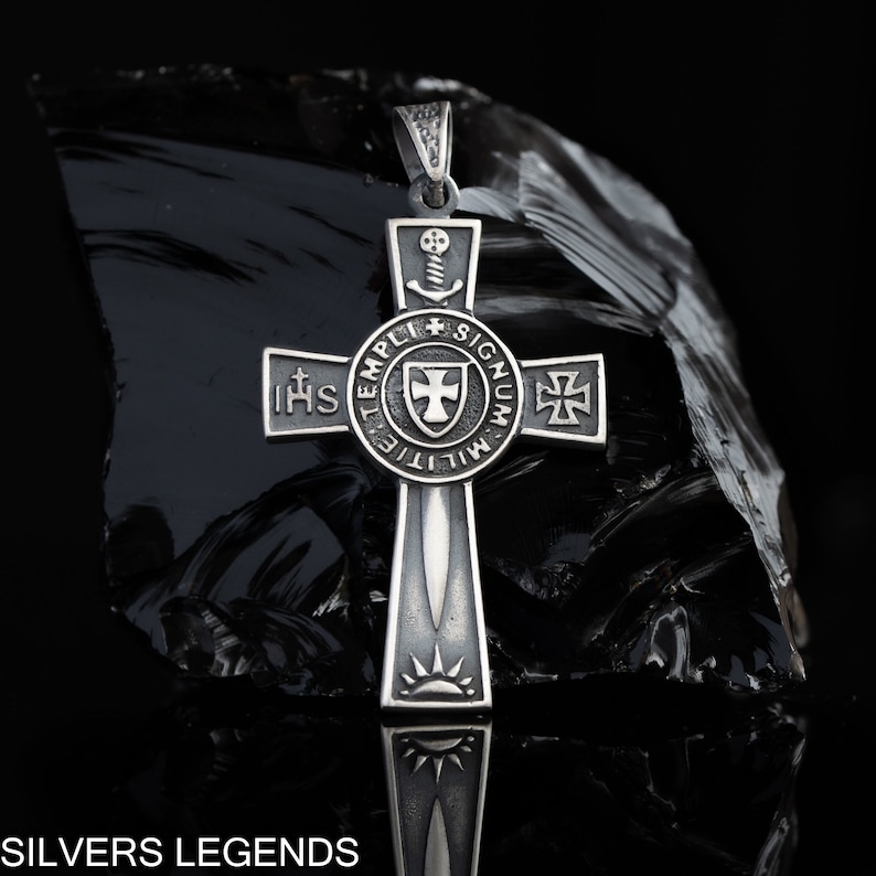 Knights Templar Cross Pendant Necklace, Templar Necklace With Sword ...