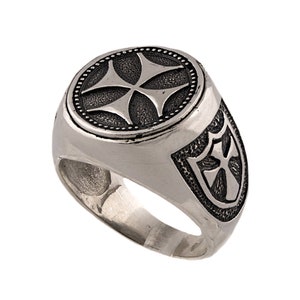 Sterling Silver 925 Knights Templar Ring, Fashion ring With Templar Cross, Freemason Crusader Silver Ring, Accessories For Men, Gift For Him