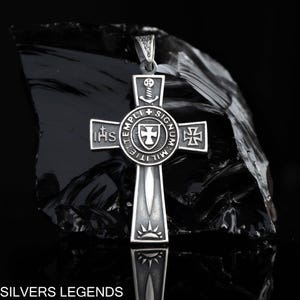 Knights Templar Cross Pendant, Templar pendant with sword, Crusader pendant, Solid Masonic pendant, Handcrafted gift