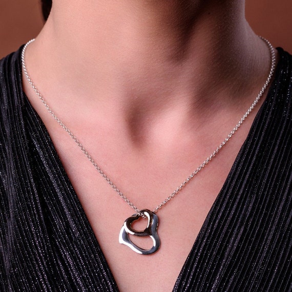 NOURISHLOV Girlfriend's Mom Necklace, Gifts For My Girlfriends Mom, Sterling Silver Two Interlocking Infinity Double Heart, Mother's Day