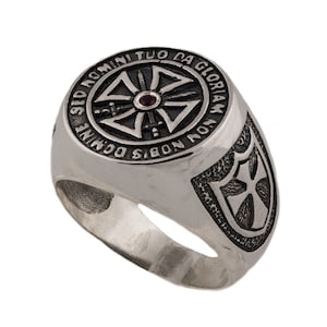 Sterling Silver Masonic Ring, VintageFashion Knights Templar Ring for men, Freemason Cross Crusader Ring, Gift For Him, Rings Mens Silver