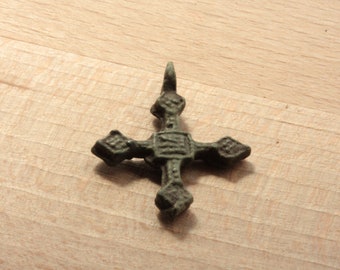 Authentic Ancient Antique Viking pectoral Cross . 9th-11th Century AD . Amulet-pendant bronze Age Kievan Rus (Medieval).