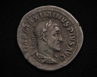 silver coin "Denarius of the Roman Emperor Maximinus Thrax" . Cast from a genuine coin