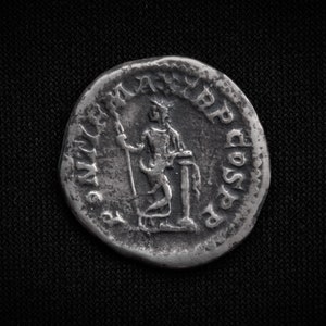 silver coin Denarius of the Roman Emperor Macrinus RIC 24 by catalog. Cast from a genuine coin. image 3