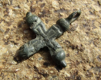 Authentic Ancient Antique Viking pectoral Cross . 9th-11th Century AD . Amulet-pendant bronze Age Kievan Rus (Medieval).