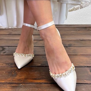 Ladies Bridal Shoes Champagne Wedding Shoes by Santorini Sandals Strass and Pearl Pumps Block Heel Wedding Shoes 549 image 5