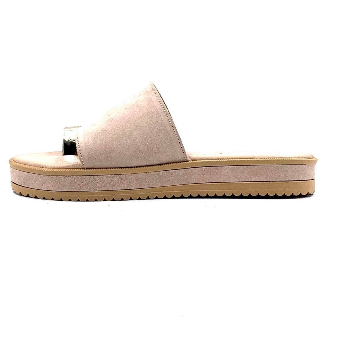 blue suede flat sandals