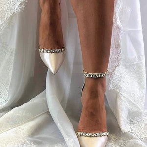 Ladies Bridal Shoes • Champagne Wedding Shoes by Santorini Sandals • Strass D'Orsay Pumps • Block Heel Wedding Shoes • 956 image 3
