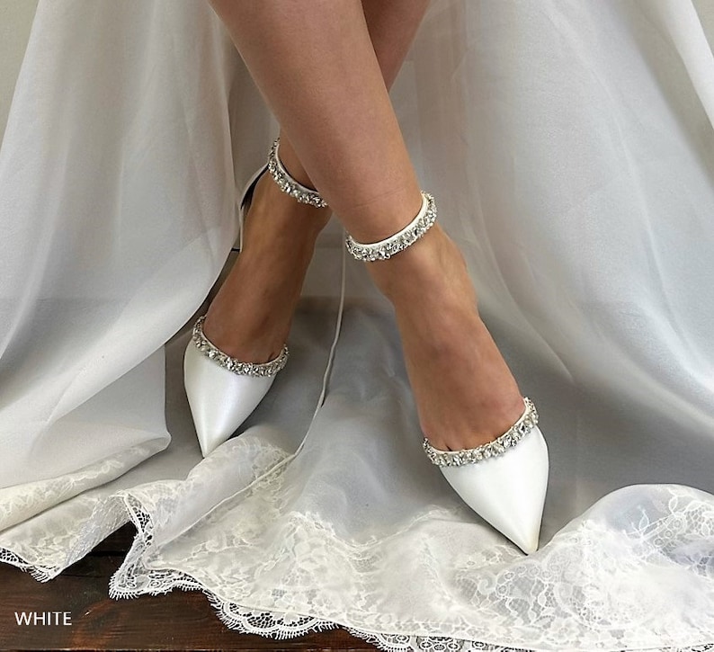 Ladies Bridal Shoes • Champagne Wedding Shoes by Santorini Sandals • Strass D'Orsay Pumps • Block Heel Wedding Shoes • 956 image 6