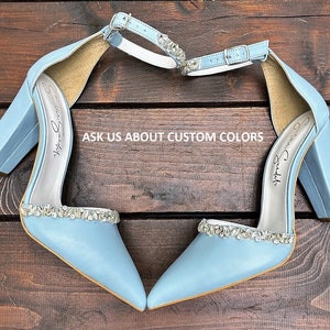 Ladies Bridal Shoes • Champagne Wedding Shoes by Santorini Sandals • Strass D'Orsay Pumps • Block Heel Wedding Shoes • 956 image 7