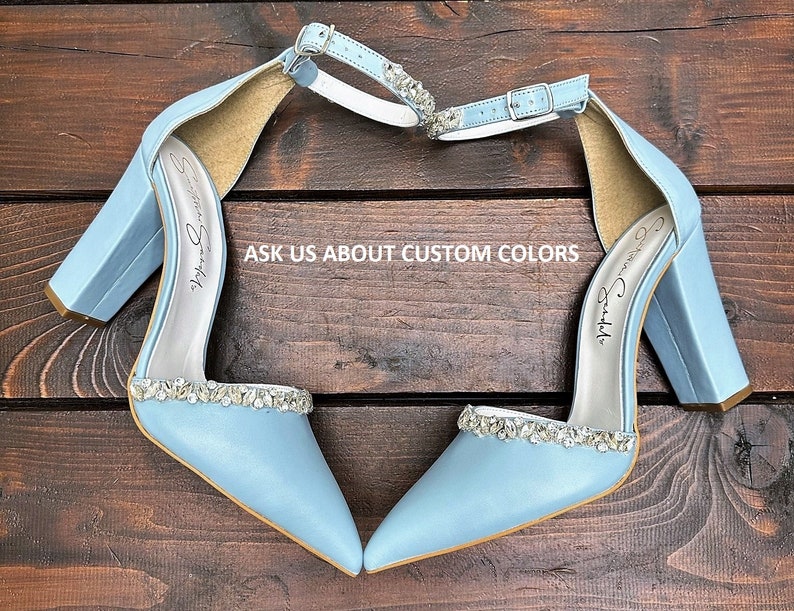 Ladies Bridal Shoes • Champagne Wedding Shoes by Santorini Sandals • Strass D'Orsay Pumps • Block Heel Wedding Shoes • 956 image 7
