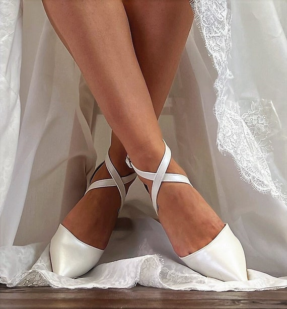 Ladies Bridal Shoes White Wedding Shoes by Santorini Sandals Block
