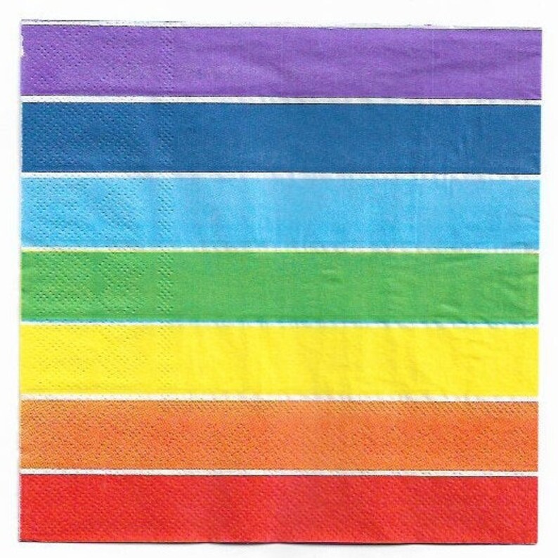 Rainbow / Set of 2 / Serviette / Paper Napkins / Paper Craft / Etsy