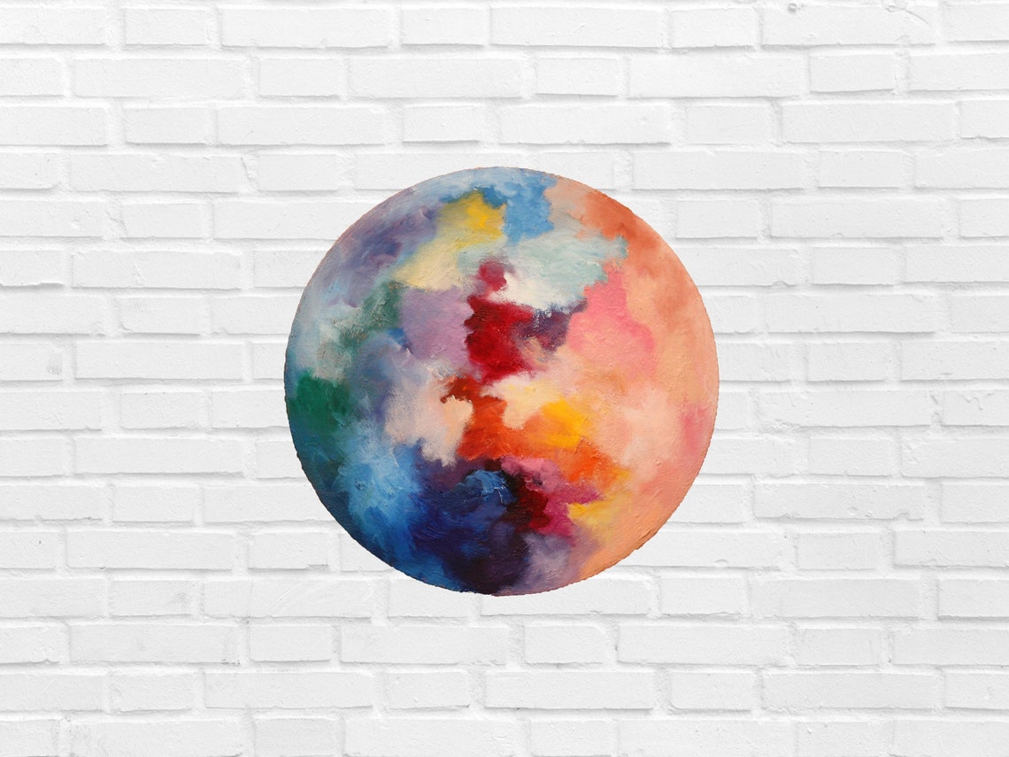 Original Oil Round Painting on Canvas Abstarct Round Wall Art Etsy