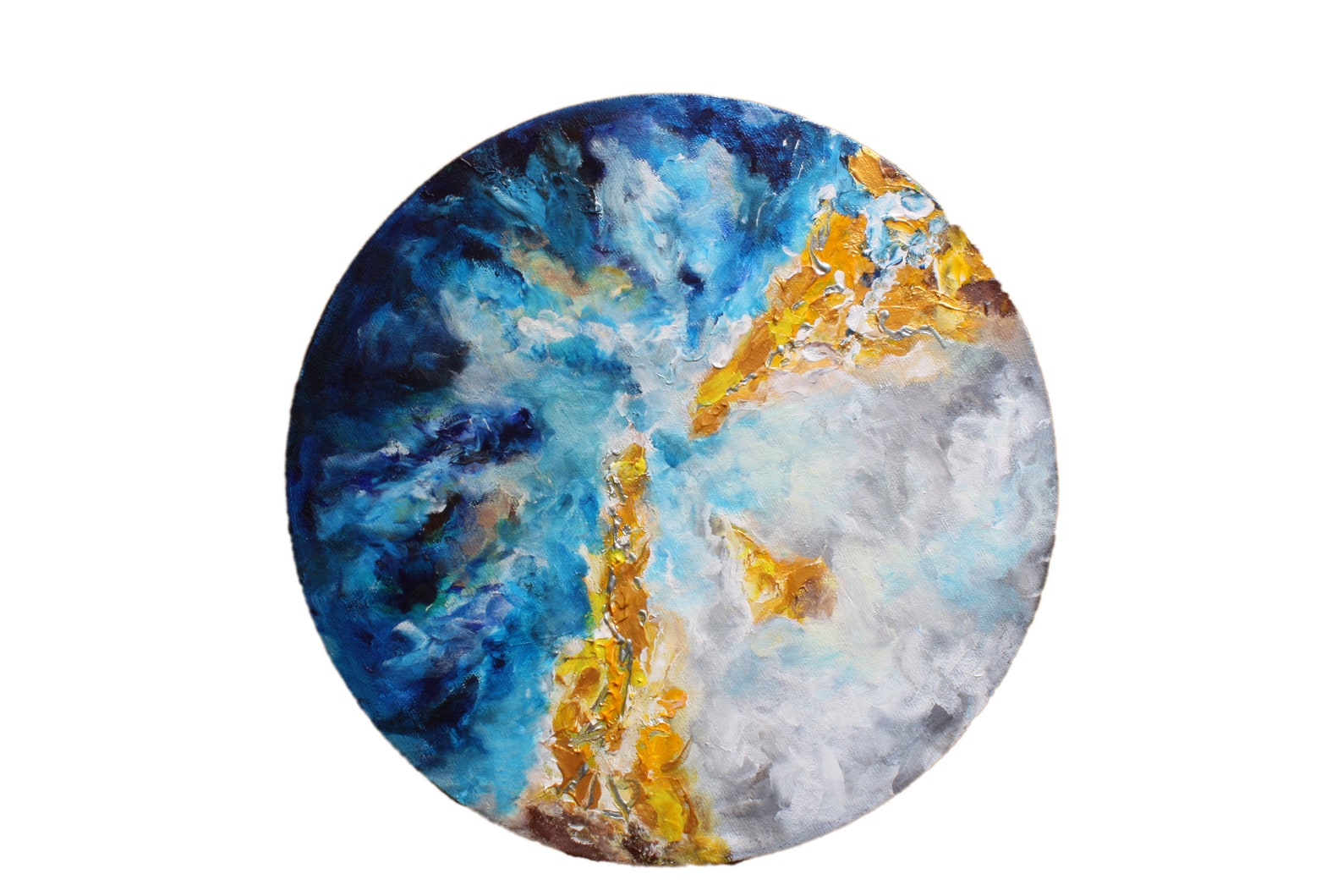Round Original Painting on Canvas Abstarct Sky Round Wall Art Etsy