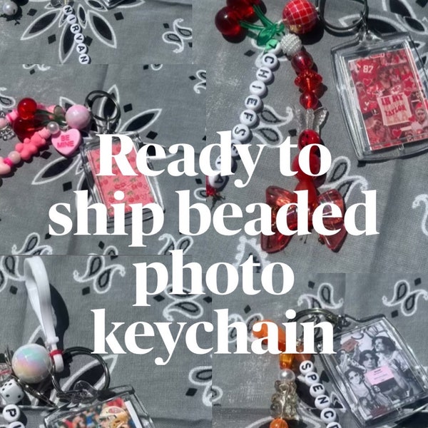 Ready to ship beaded photo keychains