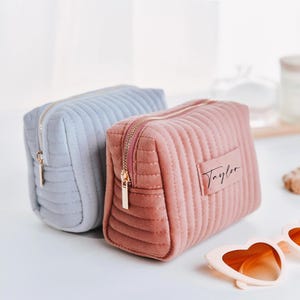 Personalisierte Samtkosmetiktasche, Reise-Kulturbeutel, personalisierte Brautjungfergeschenke, ideale Geburtstagsüberraschung, perfektes Geschenk für sie