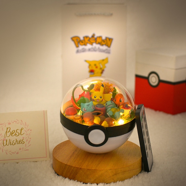 Pokemon, Pokemon Lights, Pokemon night light, pokemon gifts for kids, pokemon pikachu charmander toys for him, pokemon terrarium for her