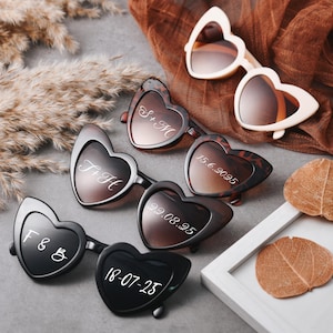 Personalized bridal party heart shaped sunglasses, custom party keepsakes heart sunglasses, personalized bridesmaids gifts