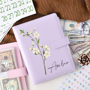 Personalisierte Blumen 100 Umschlag Challenge Buch-Custom 100 Envelope Challenge Inhaber-Hochzeit Brautjungfern Geschenk-Perfect Geldsparplaner
