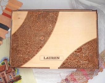 Personalized Wooden Floss Organizer Box, Embroidery Thread Storage