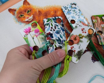 Gocce di filo di legno floreali: organizer per filo da punto croce, set di 6 strumenti per ricamo