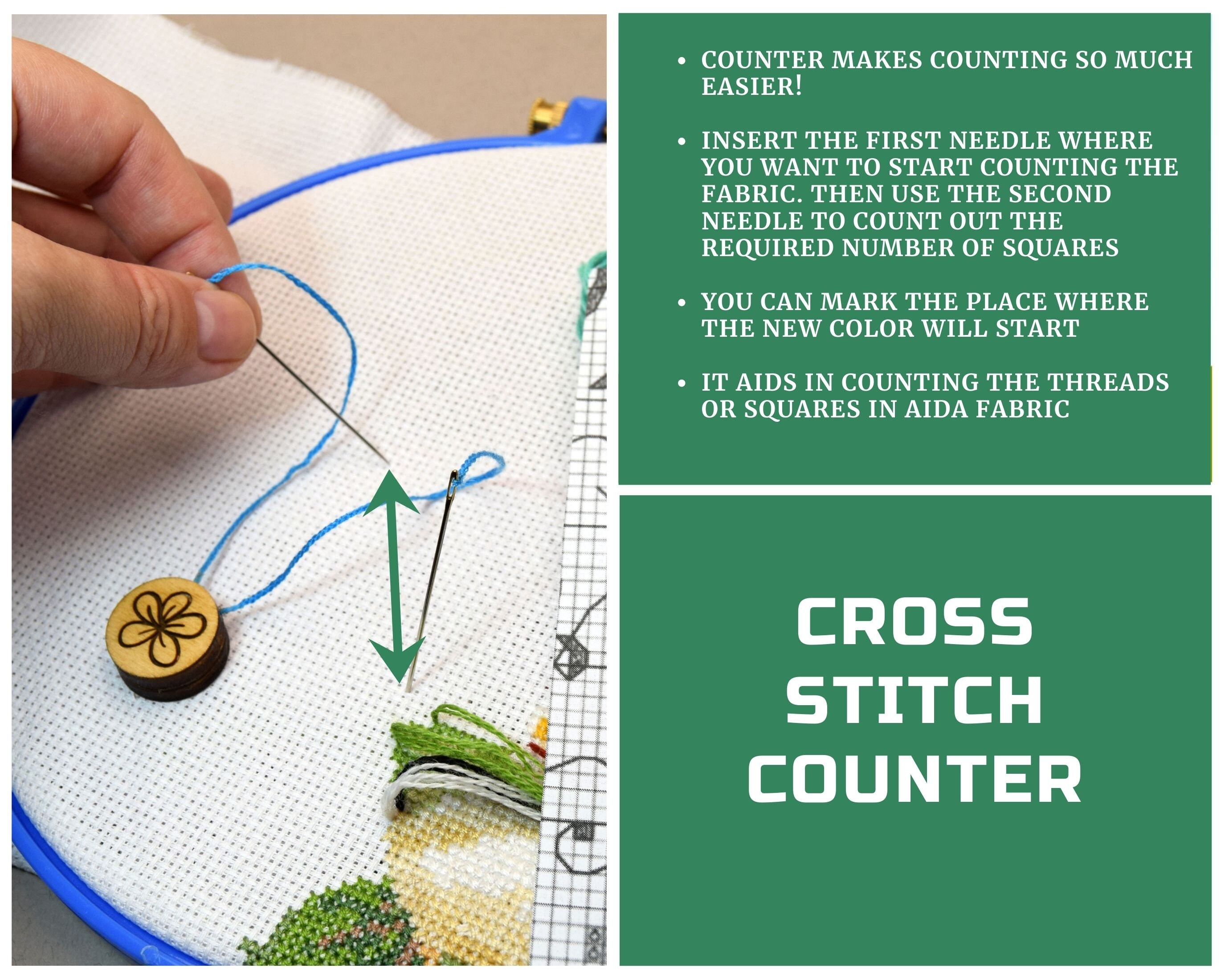 The Set of 2 Counters Thread Picker Counting Pins for Cross Stitch