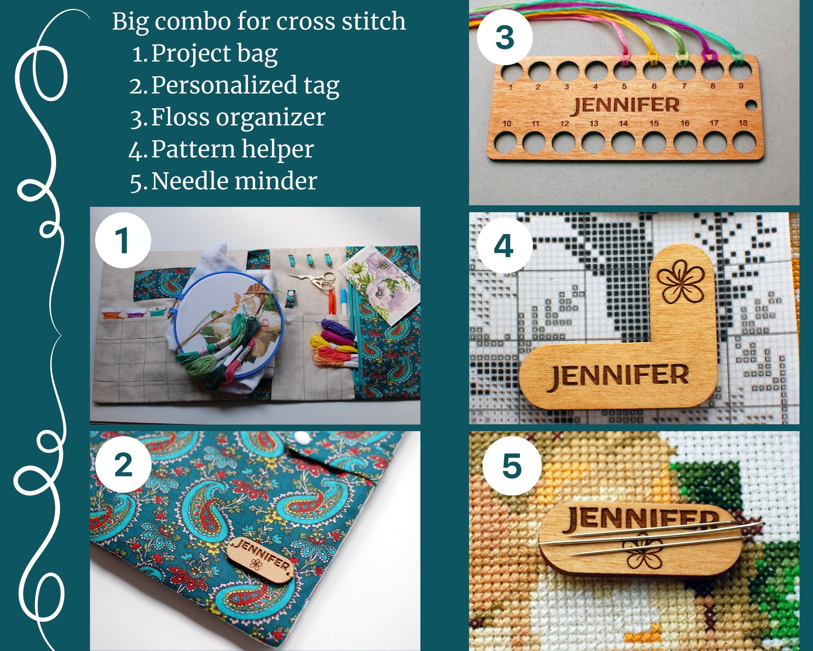 Cross Stitch Project Organizer Pattern Keeper Hoop Floss Organizer