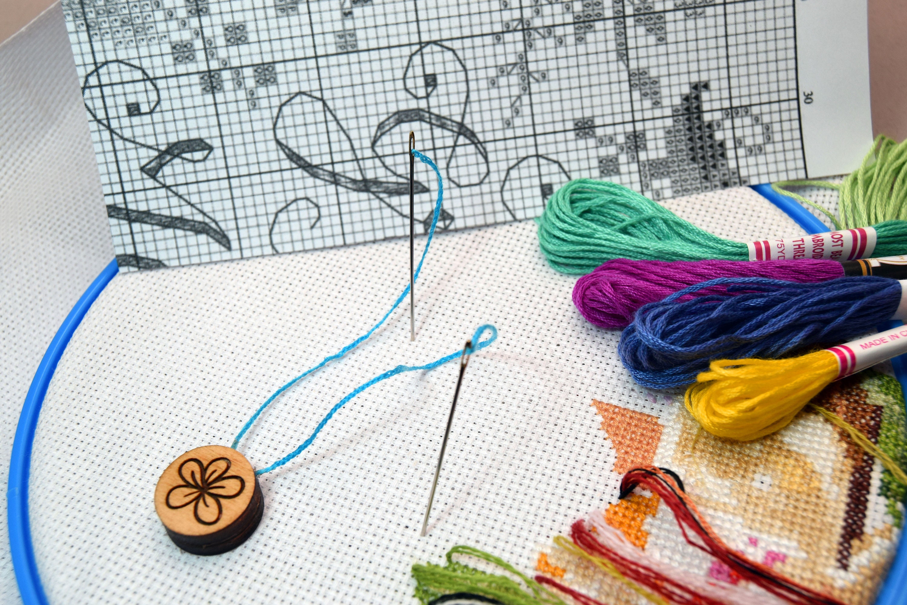 The Set of 2 Counters Thread Picker Counting Pins for Cross Stitch