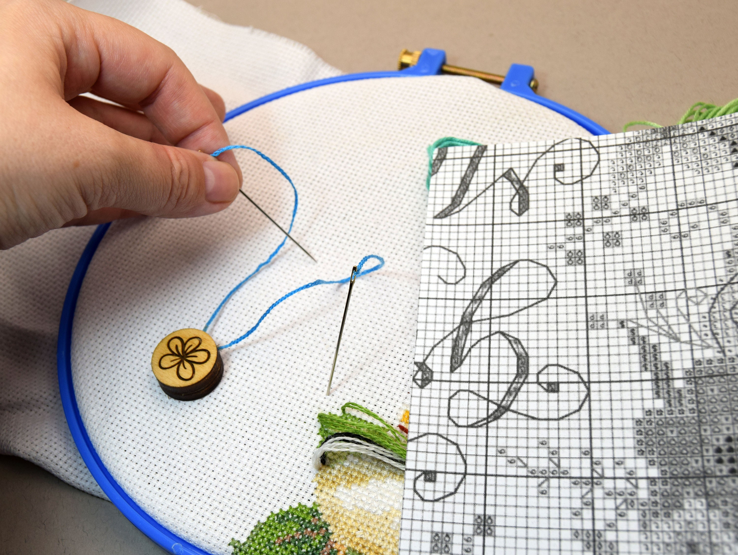 The Set of 2 Counters Thread Picker Counting Pins for Cross Stitch