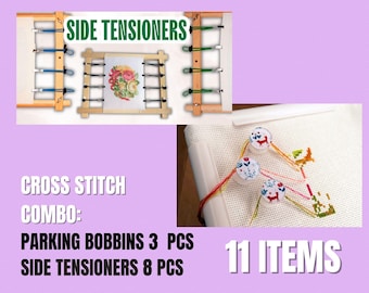 Embroidery Frame Tensioners (8pcs) & Cross Stitch Parking Bobbins (3pcs) Combo