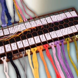 Wooden Cross Stitch Floss Organizer: 60 Color Thread Storage embroidery kit