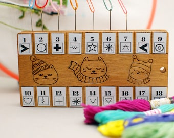 Cat Embroidery Floss Organizer - Wooden Thread Holder