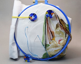 Keeper for cross stitch fabric Floss parking bobbin Cross stitch Easy Counter The set of 3 accessories for cross stitch kit embroidery