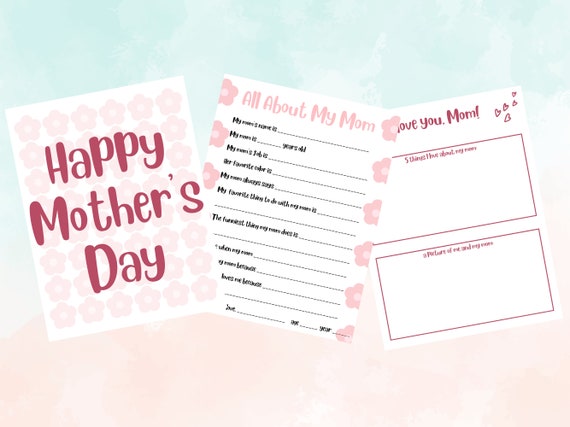 Mother's Day Printable and Coloring Sheets All About Mom | Etsy