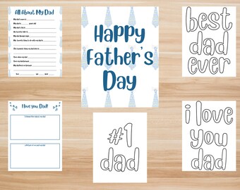 Father's Day Printable and Coloring Sheets All About Dad Worksheet Father's Day Coloring Pages - Instant Download