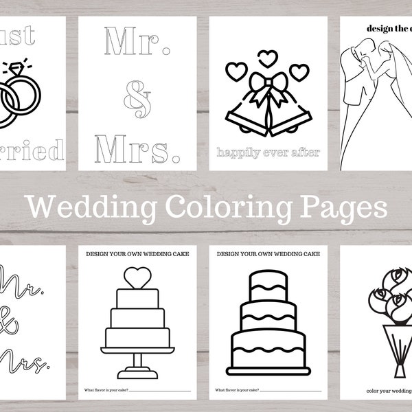 Wedding Coloring Pages Printable Kids Activity Wedding Activity Instant Download