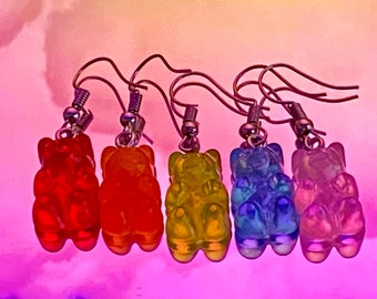 Rainbow Gummy bears Earrings/ aesthetic earrings/ candy earrings/