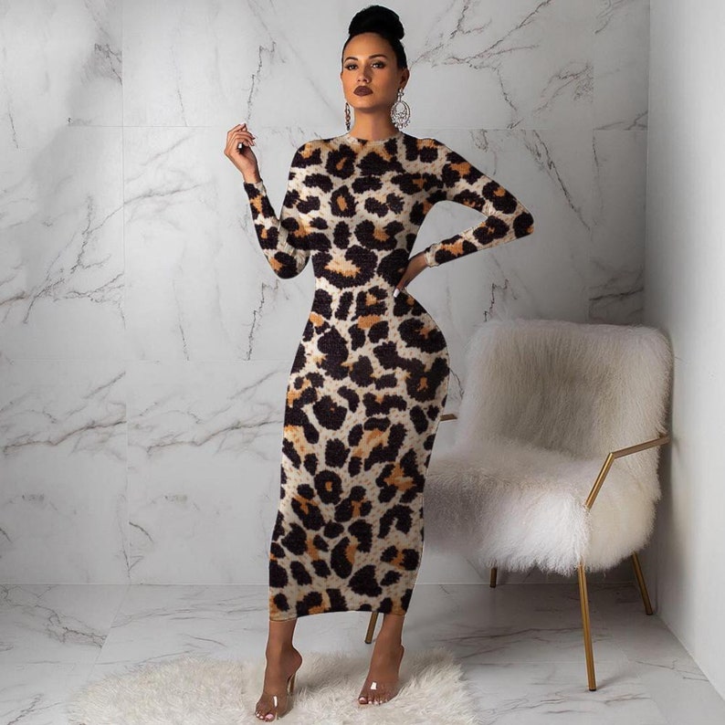 Cheetah long sleeve dress Clearance