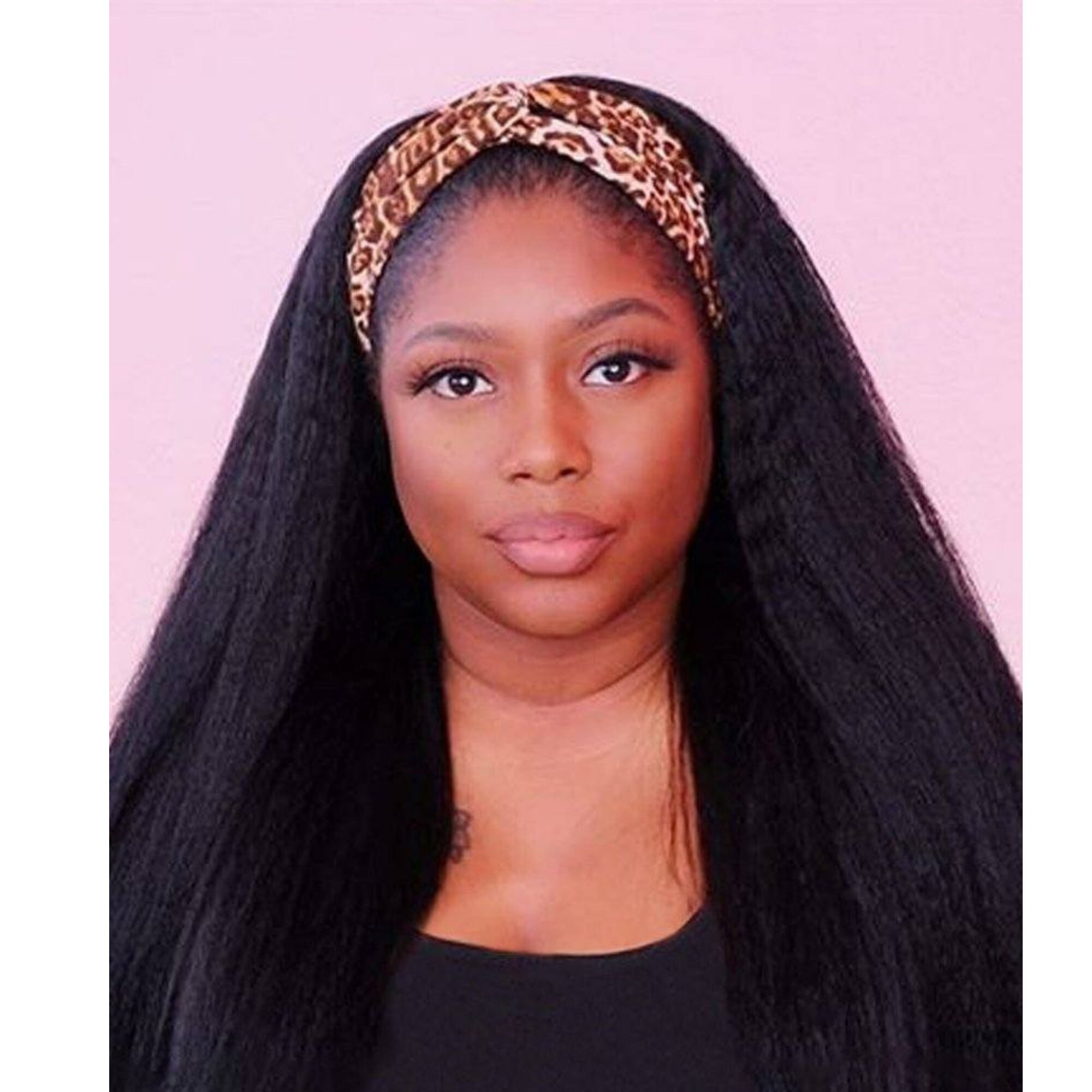 100 Human Hair Yaki Kinky Straight Headband Wig Etsy