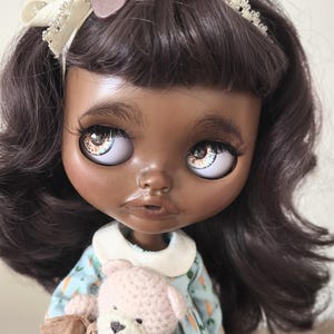 OOAK Custom Blythe Doll: Dark Skin, Afro Hair, Handmade Art Doll