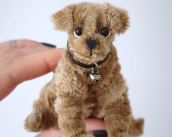 Chenille Pipe Cleaner Dog Doll, Handmade Miniature Puppy