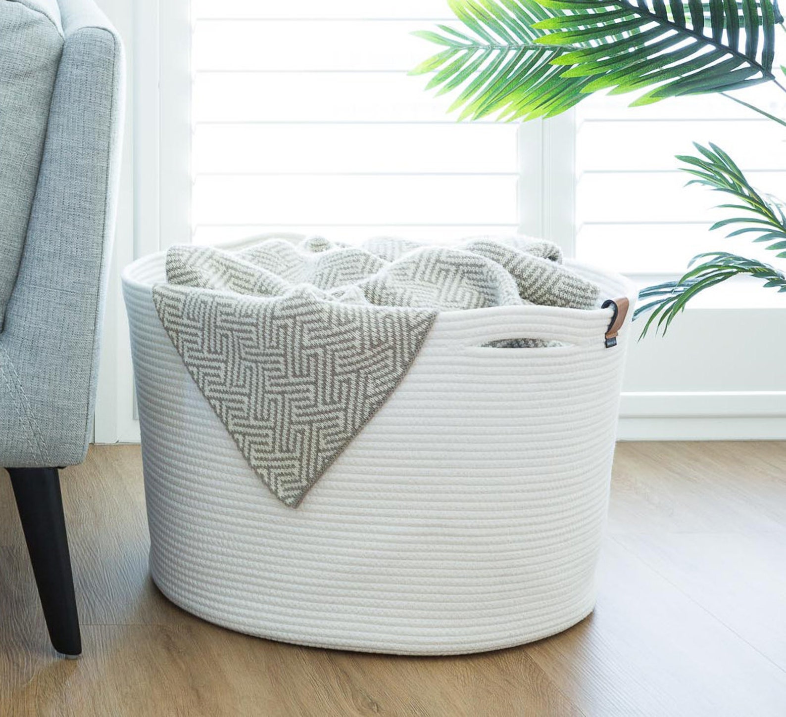 Extra Large Blanket Basket for Living Room White Basket for Etsy