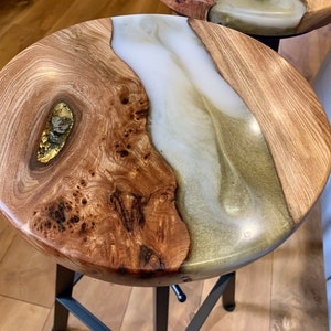 Bespoke handmade Elm and resin stool