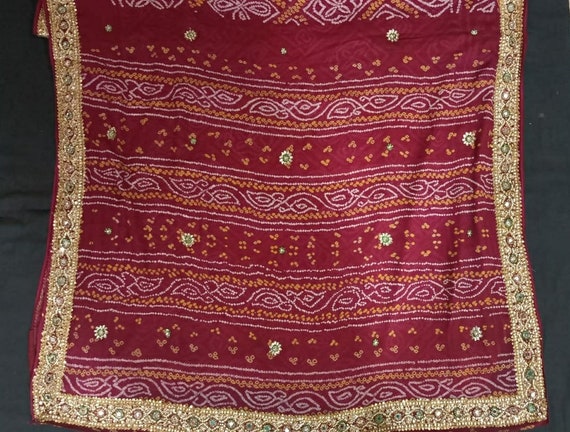 Hand tie dyed vintage chiffon saree