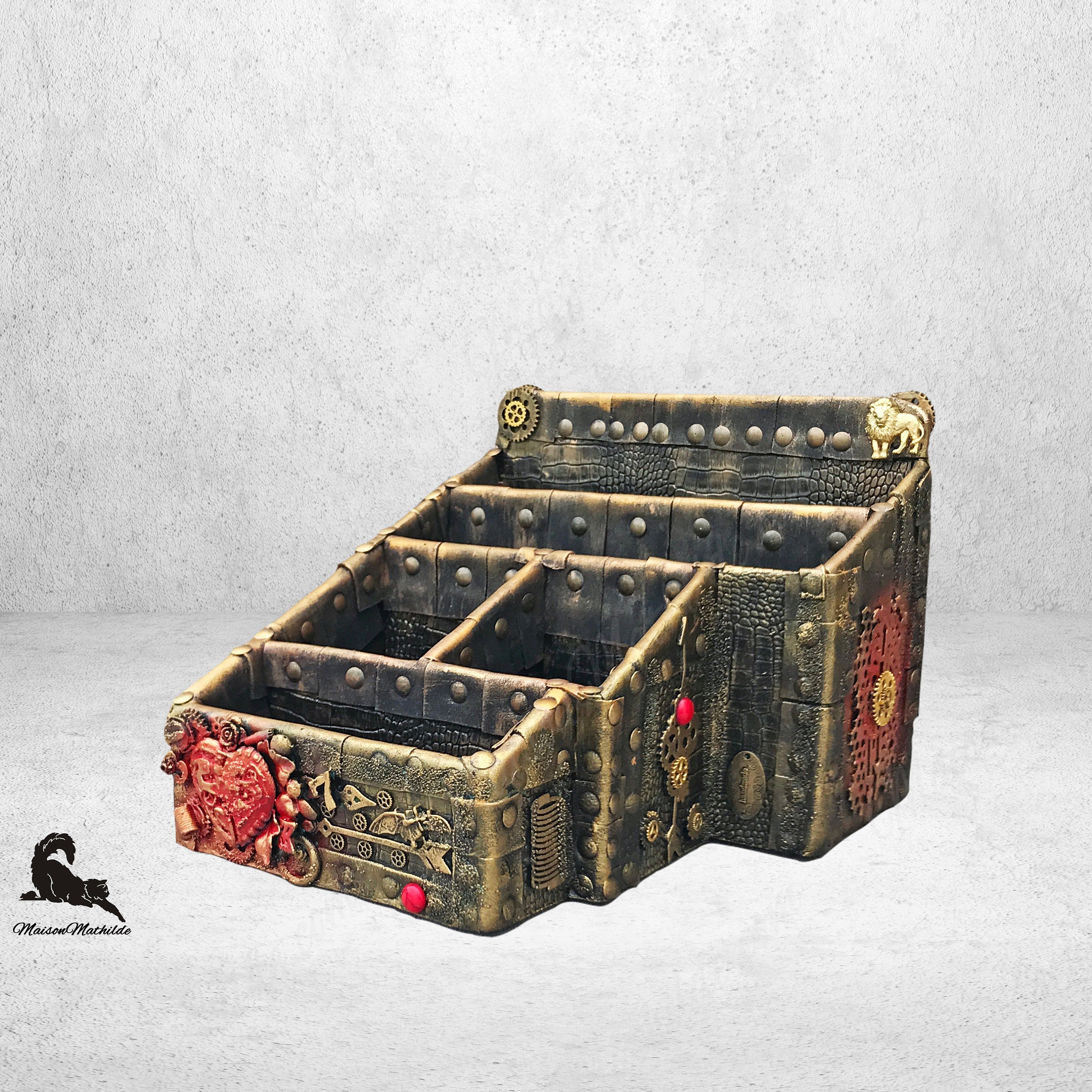 Desk Organizer Pen Holder Mail Steampunk Furniture Pencil Desk Tidy Decor Accessories Organizer